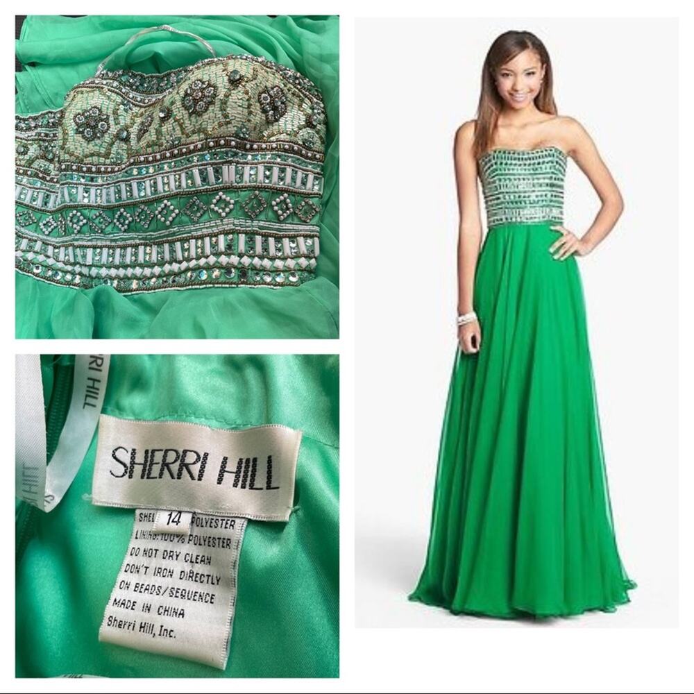 Sherri Hill green prom dress maxi - Picture 12 of 12
